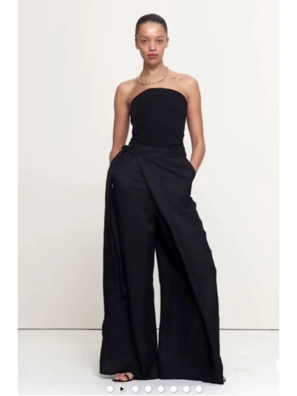Banana Republic Viscose Linen Palazzo Pants Black Size M Fold Over Waist NWT